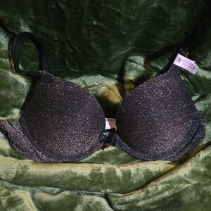 Victoria's Secret Black Bra with Silver/Gold Shimmer